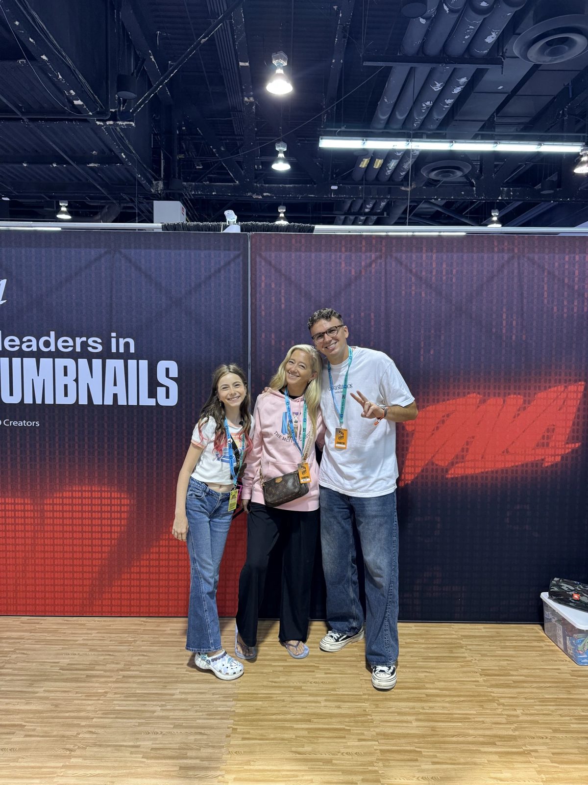 Meeting creators and their families on the show floor.