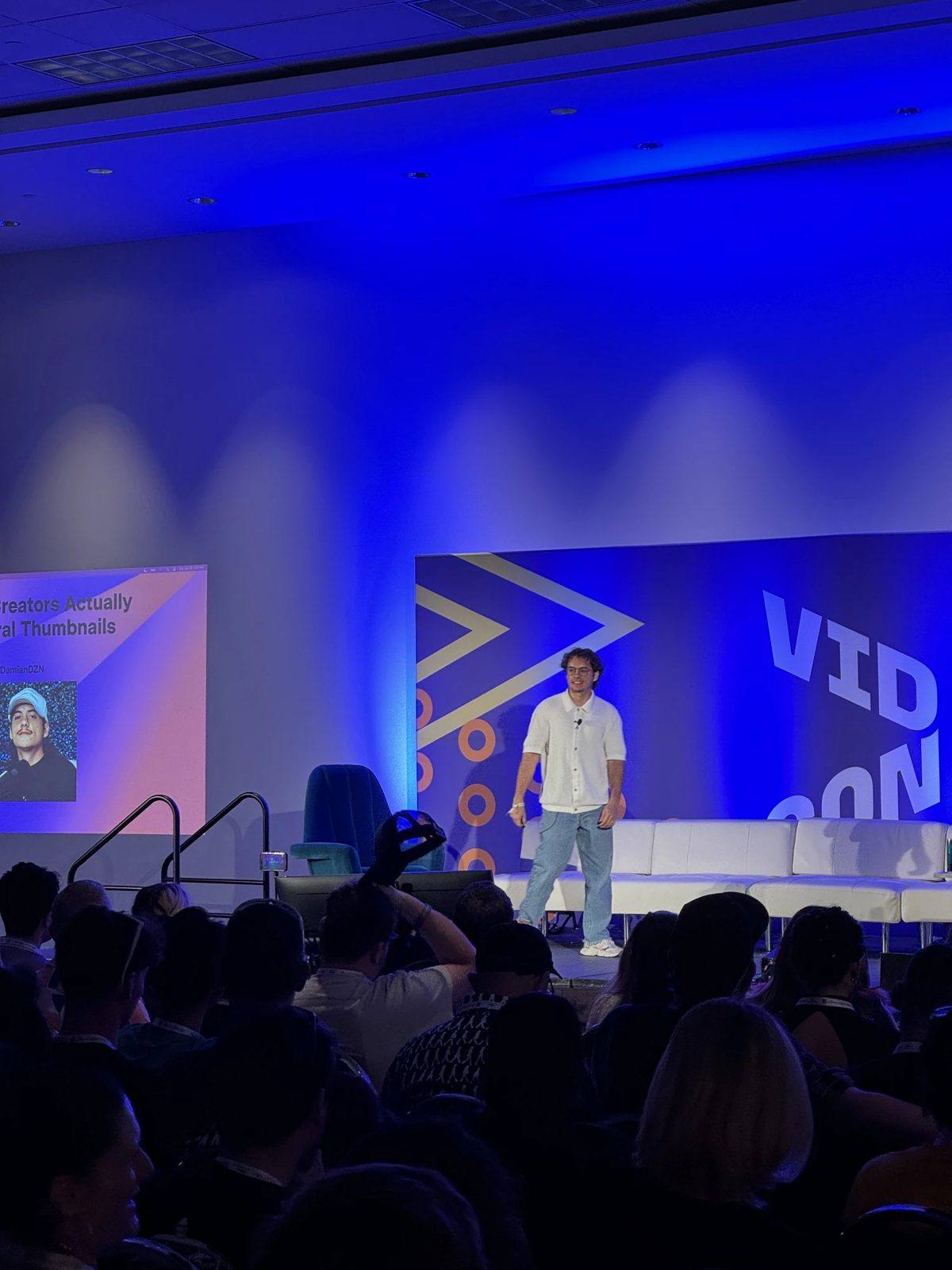 Damian presenting to a full room at VidCon Anaheim.